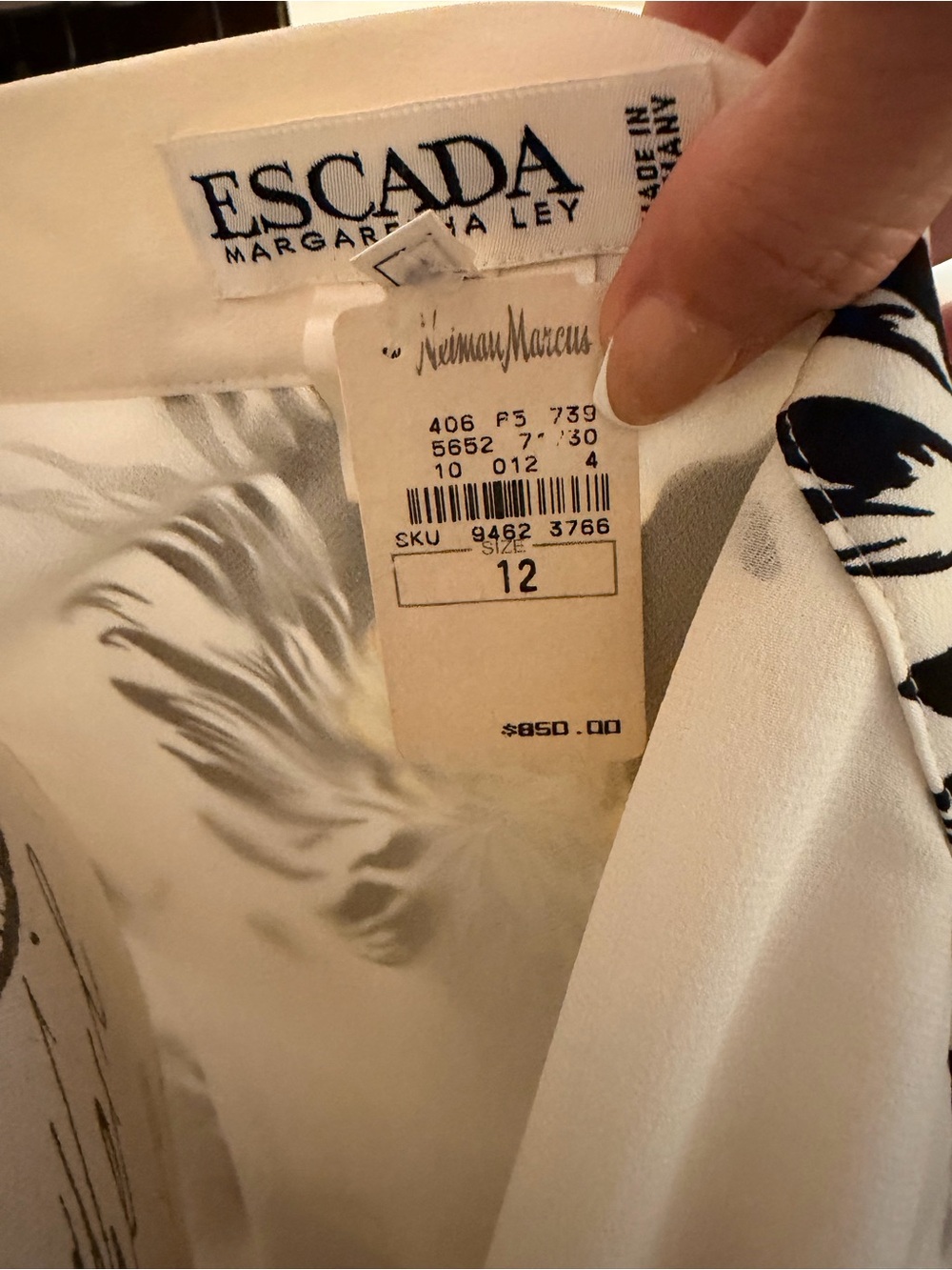 Vintage Escada Silk Floral Maxi Skirt Cream Black Yellow NWT - Picture 3 of 3